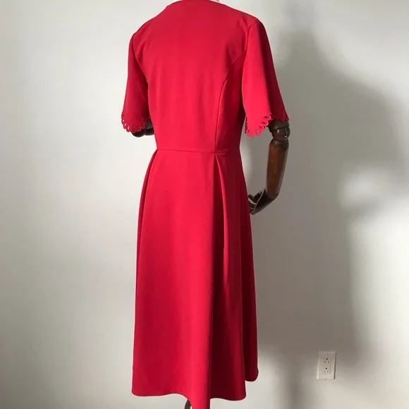 H&M Red Fit & Flare Midi Dress - Picture 8 of 12